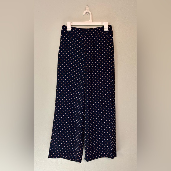 Banana Republic Navy Polka Dot High Rise Wide-Leg Pants - Picture 4 of 11